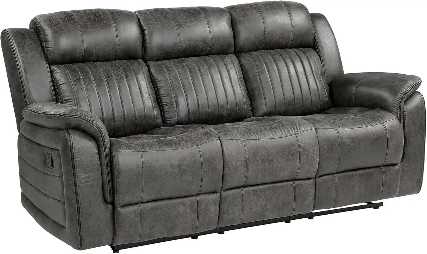 3 Piece Recliner Living Room Set In Brownish Gray Microfiber from PriceLows™