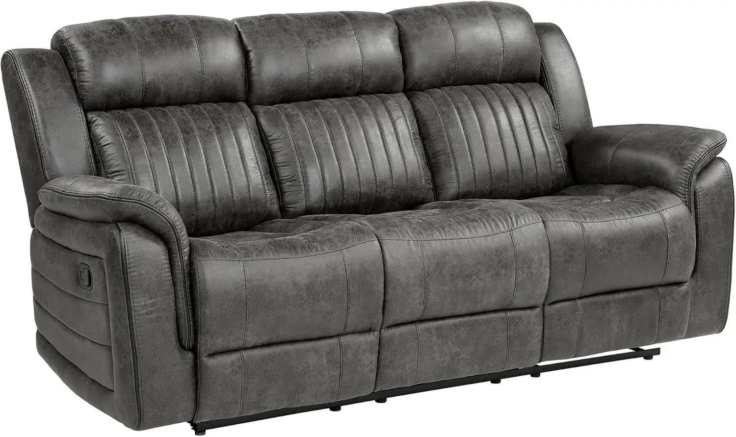 3 Piece Recliner Living Room Set In Brownish Gray Microfiber from PriceLows™