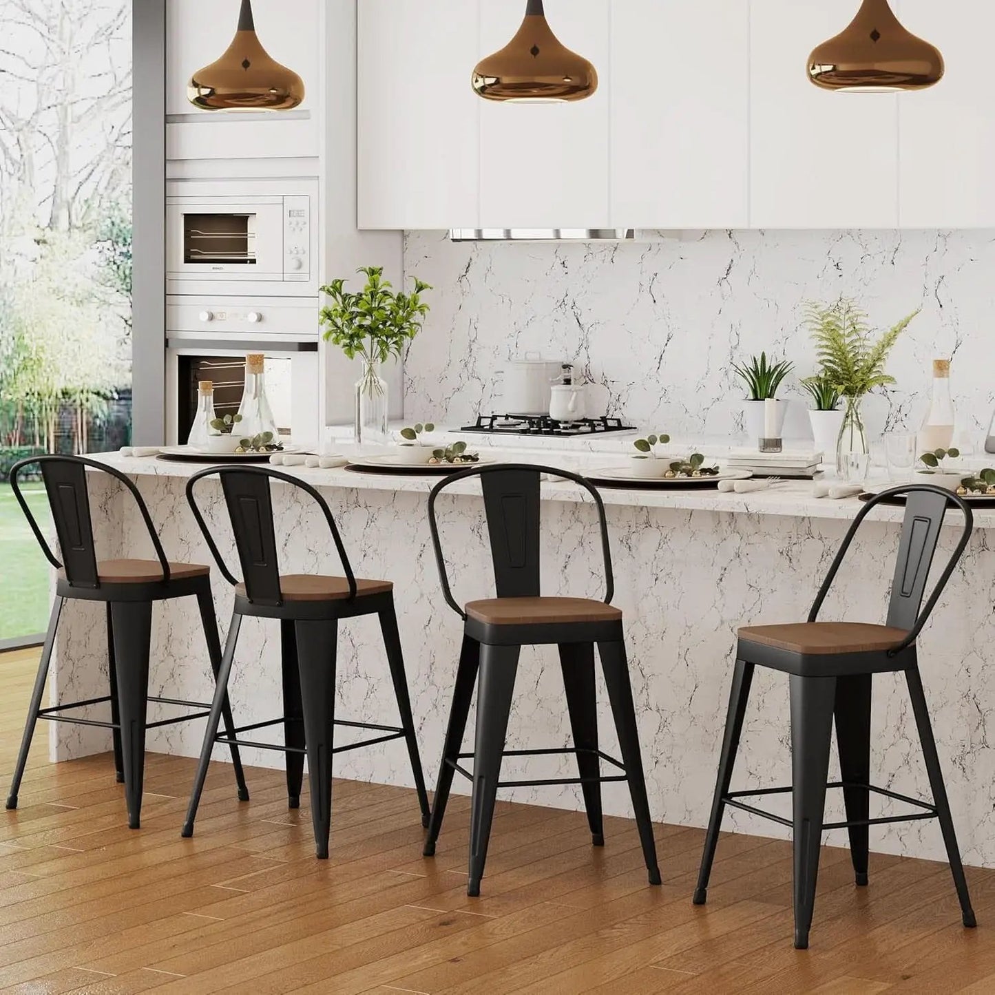 Industrial 24 Inch Bar Stools Set of Four from PriceLows™