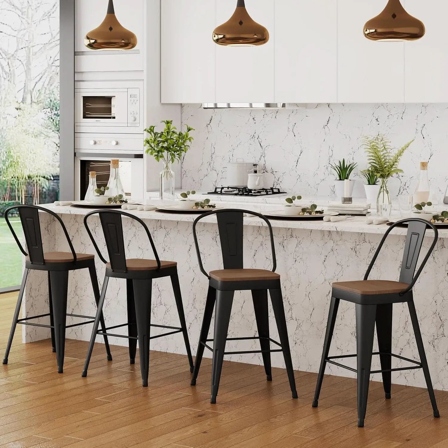 Industrial 24 Inch Bar Stools Set of Four from PriceLows™