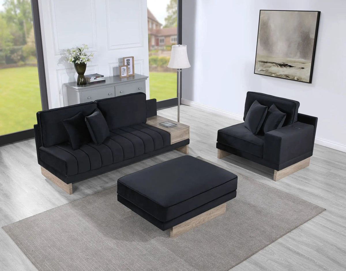 Memphis Reversible Sectional Sofa Ottoman With Storage Compartment, Drawer, USB | 74.5 x 122.5 x 36 in | Living Room Furniture | Living Room