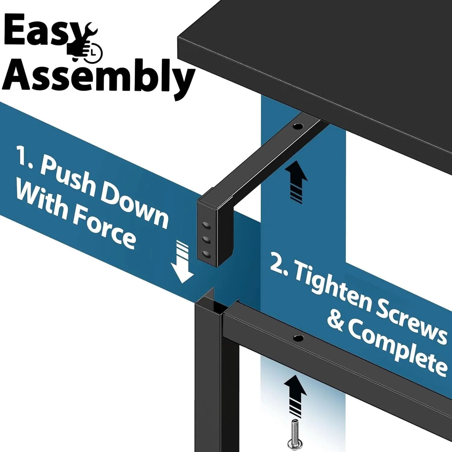 55 Inch Black Computer Desk Powder Coated Steel Frame from PriceLows™