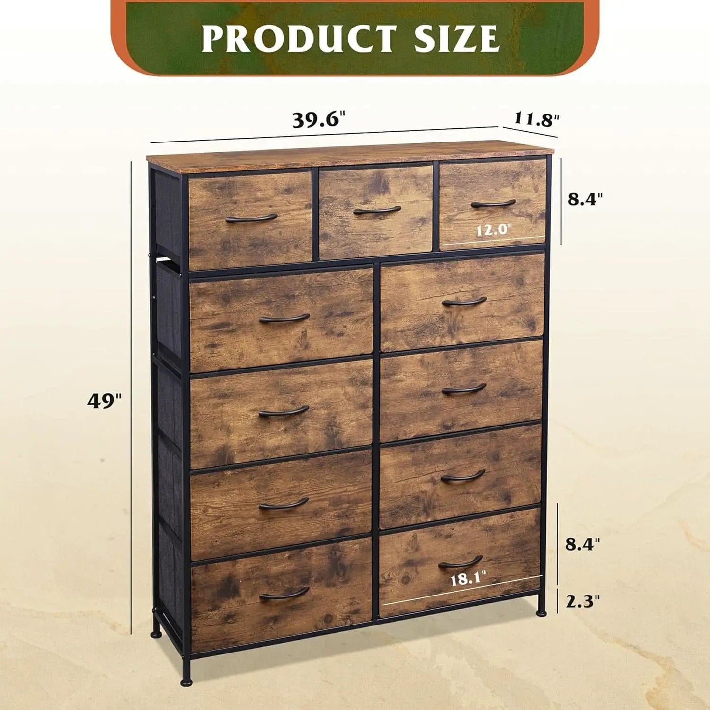 Tall Fabric Dresser With 11 Drawers Storage Tower Unit from PriceLows™