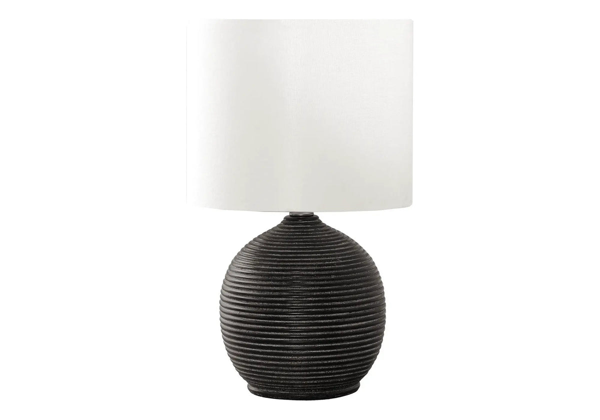 Black Resin Table Lamp | Beehive Design | 16.5 Inch Height | On/Off Rotary Switch