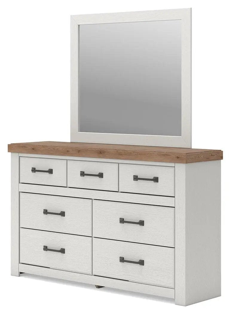 Farmhouse Dresser | White Oak Finish | Dark Brass Handles