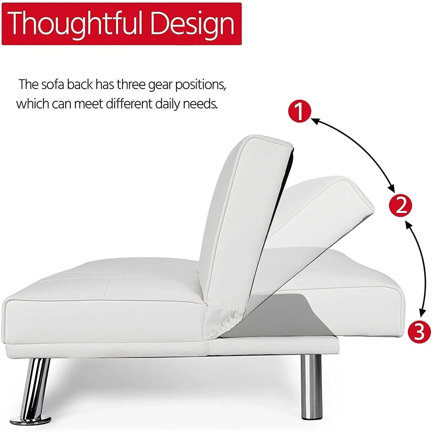 Convertible Sofa Bed With Cup Holders And Adjustable Back from PriceLows™