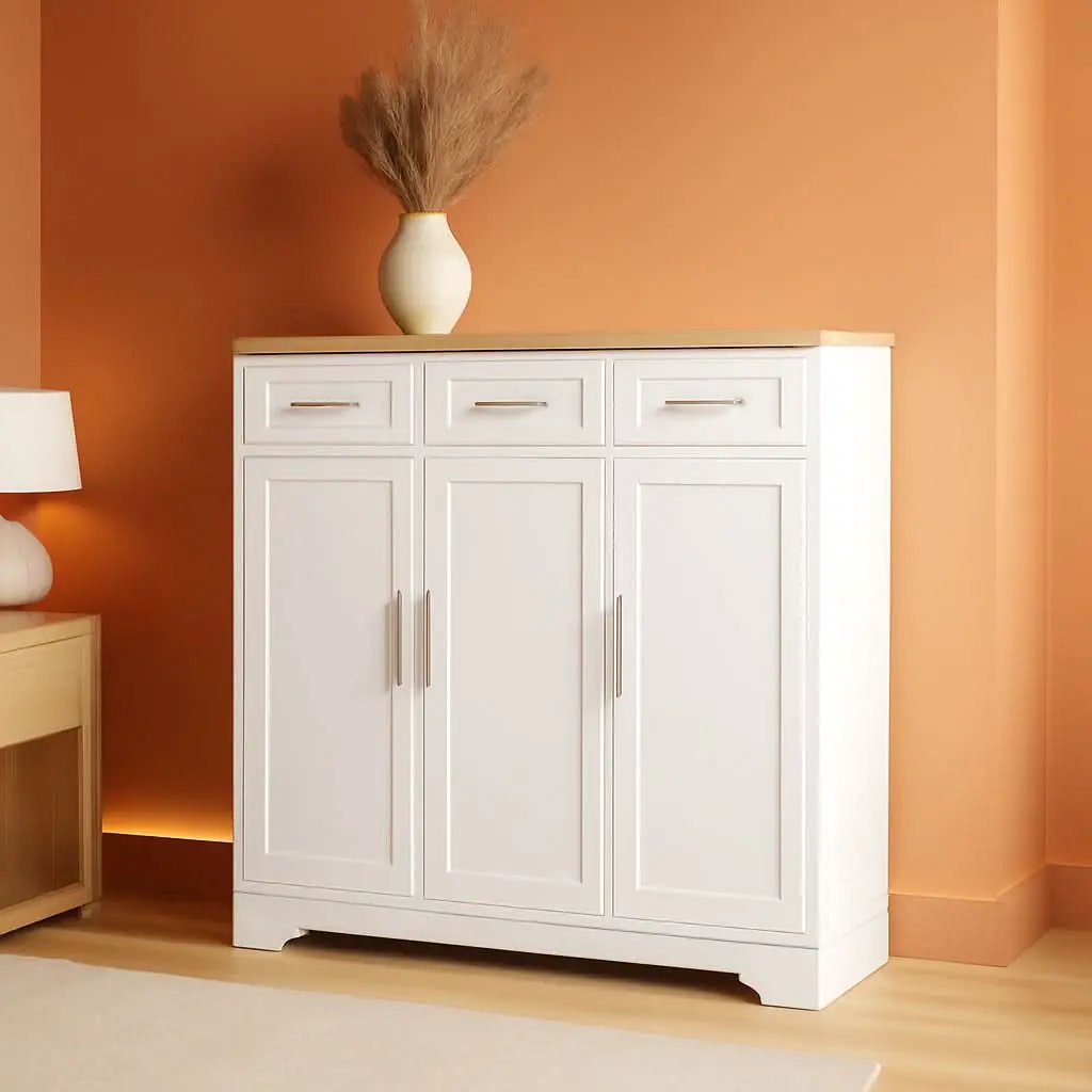 Sideboard Buffet Cabinet With 3 Storage Drawers And Adjustable Shelf from PriceLows™