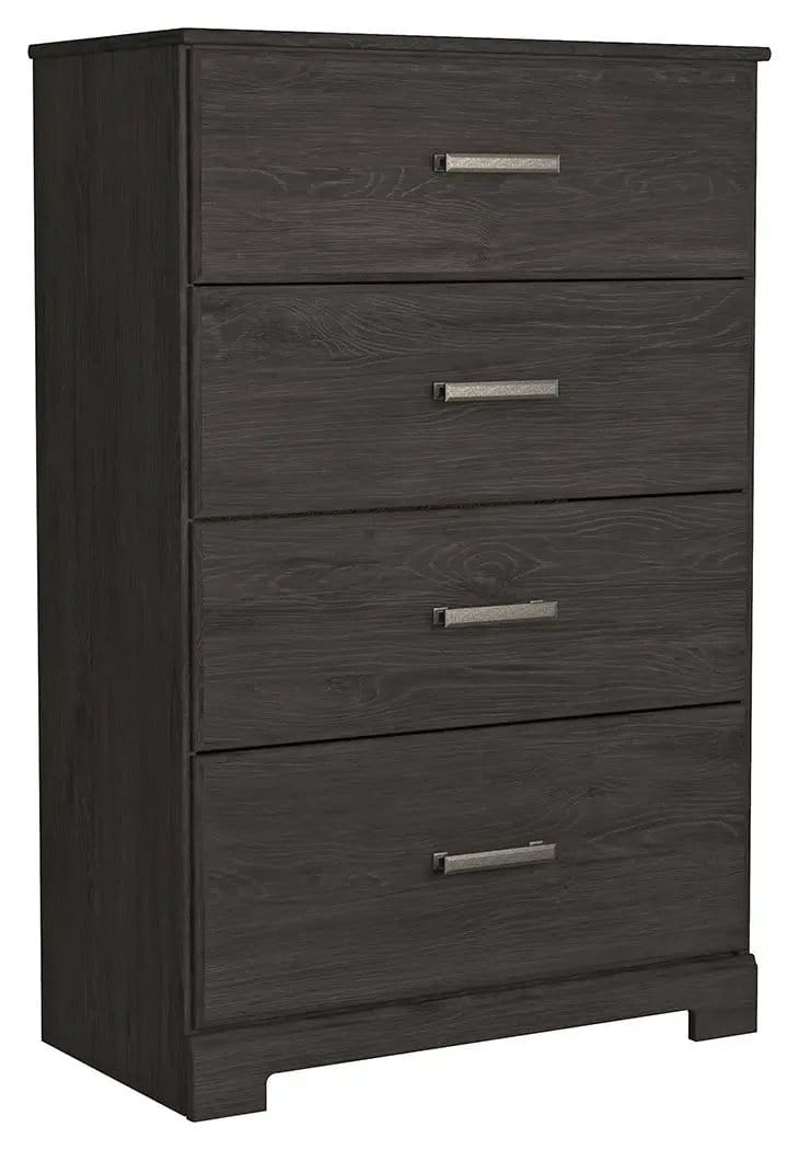 Belachime Four Drawer Chest | 30.24 x 15.59 x 46.34 in | Engineered Wood & Mdf | Charcoal