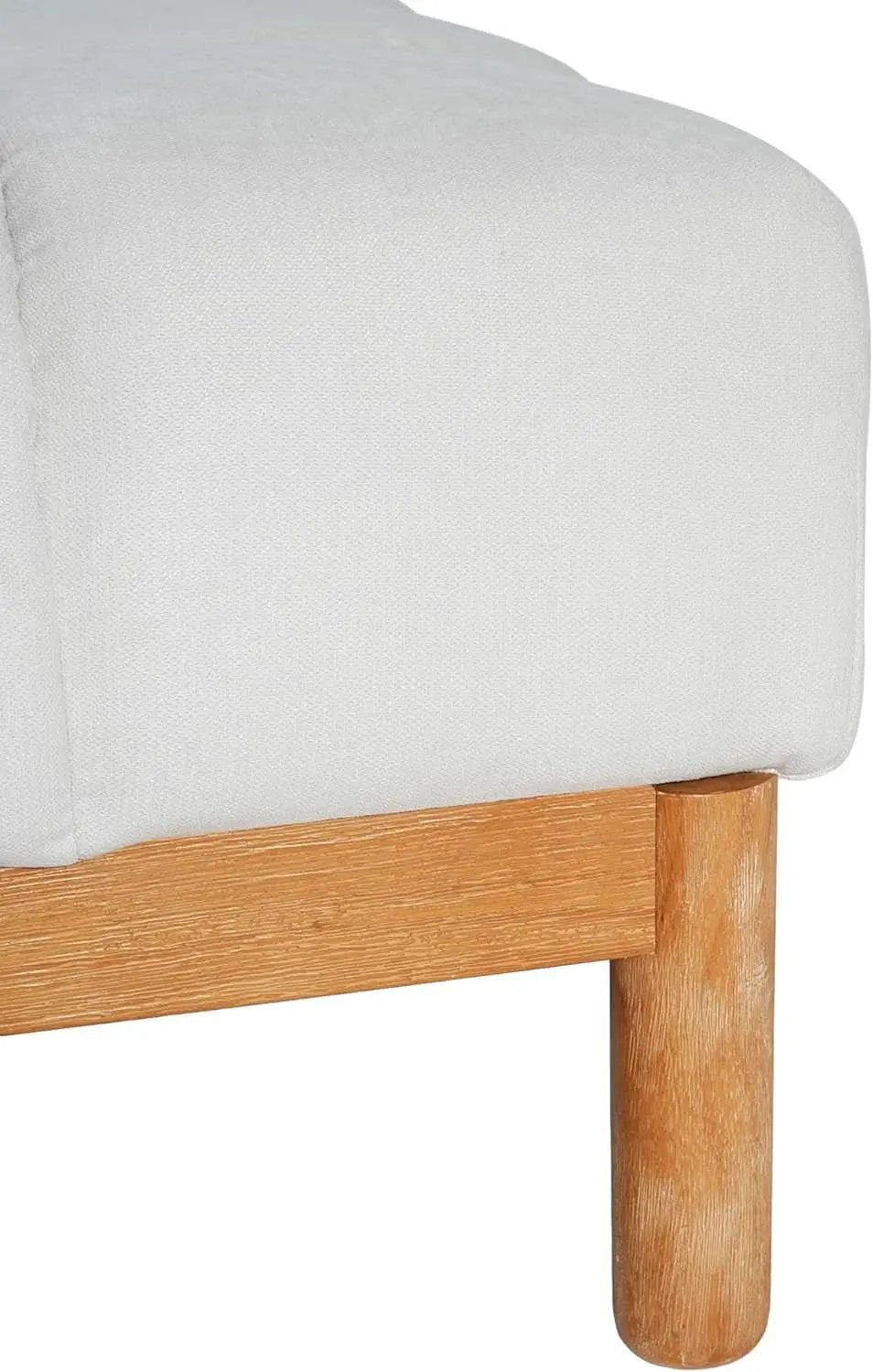 Square White Upholstered Ottoman Featuring Dense Foam from PriceLows™