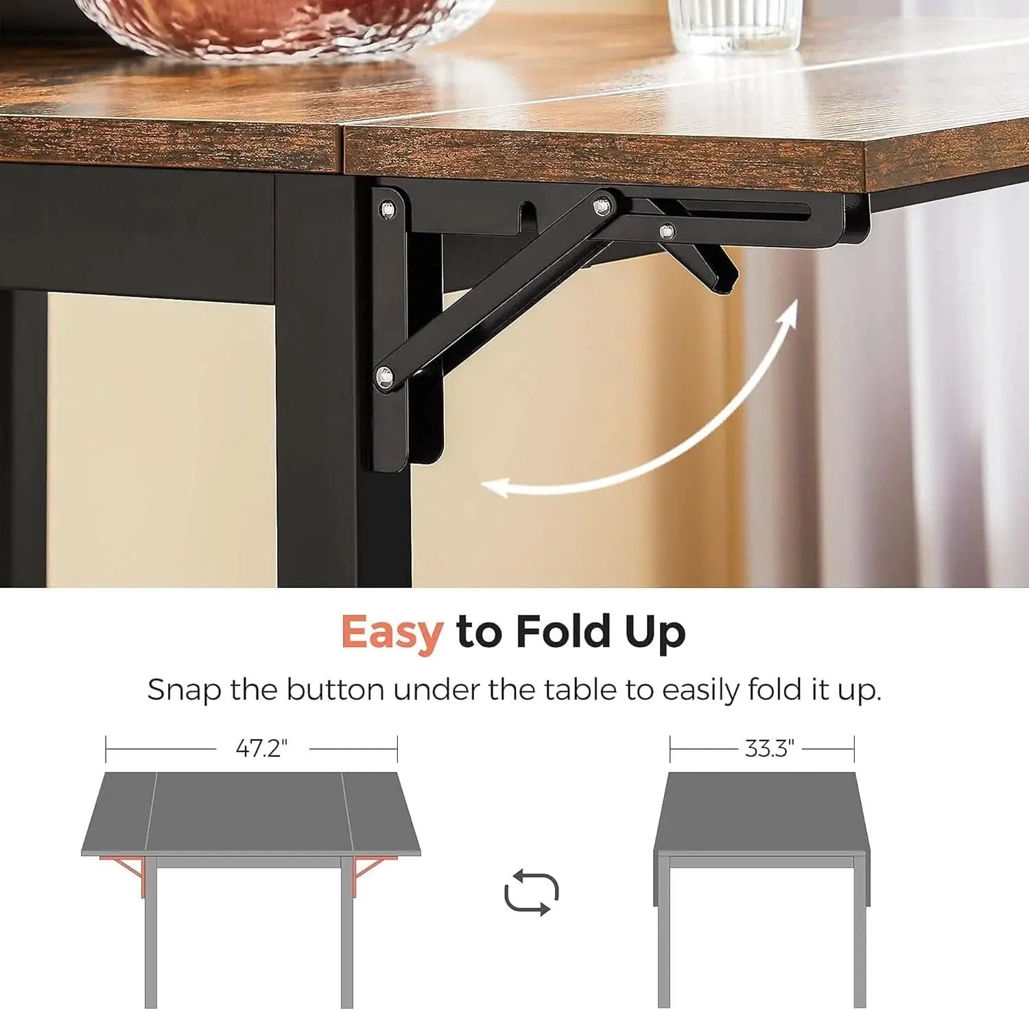 Folding Dining Table Drop Leaf Extendable Brown For Small Spaces Seats 2 To 4 from PriceLows™