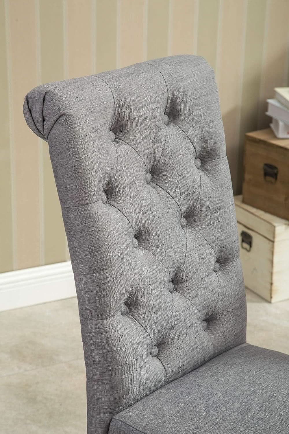 Gray Solid Wood Tufted Parsons Dining Chair Set Of 2 from PriceLows™