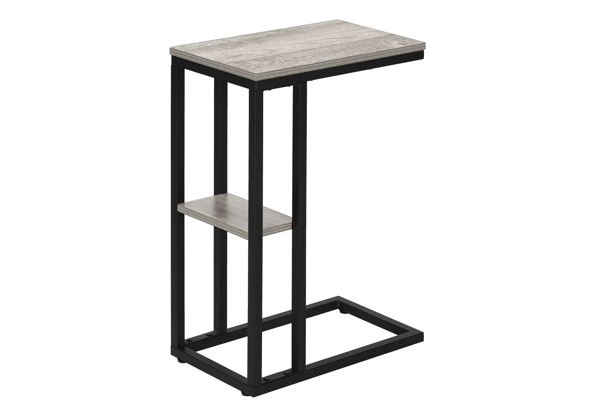 Marble Look C-Shaped Accent Table | Durable Metal Frame | Rectangular Tabletop | Portable Design