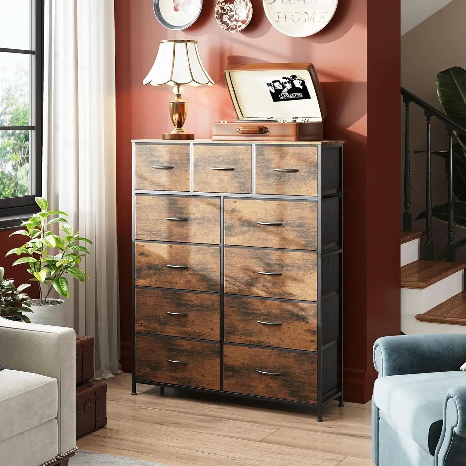 Tall Fabric Dresser With 11 Drawers Storage Tower Unit from PriceLows™