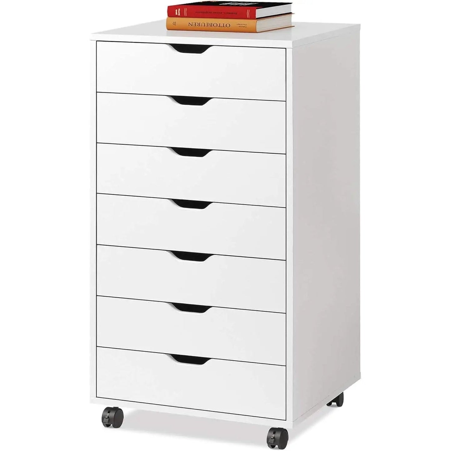 White 7 Drawer Storage Chest With Wheels For Home Office from PriceLows™