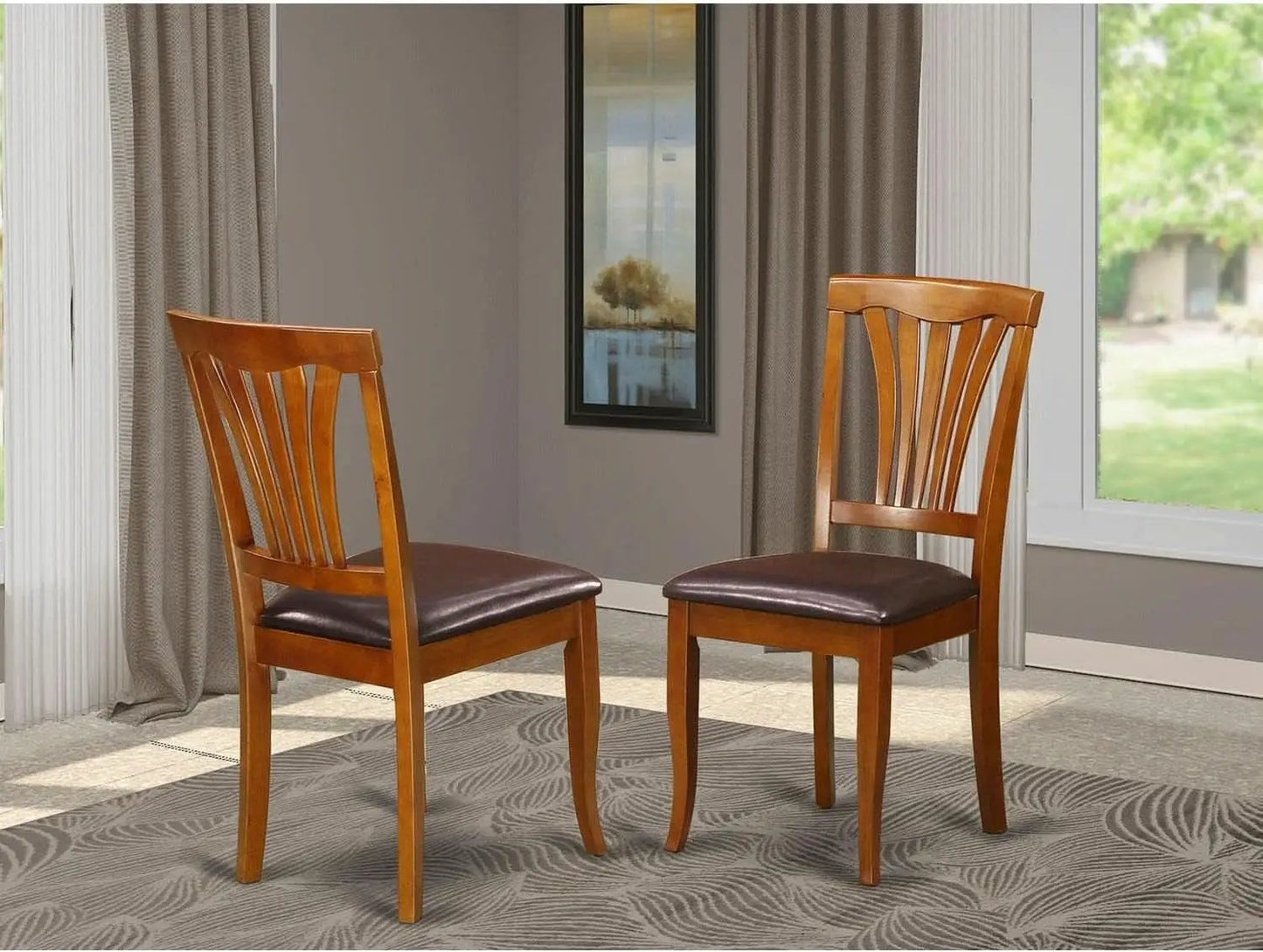 Avon Dining Chairs Set Of 2 Saddle Brown Faux Leather Upholstered Wood from PriceLows™