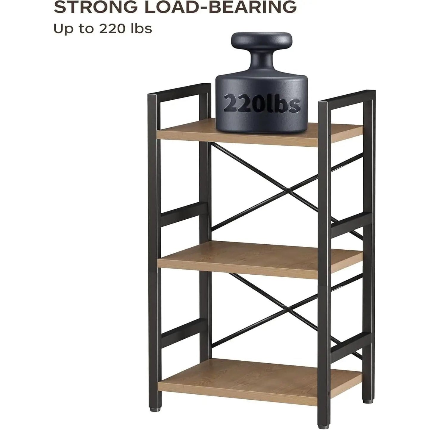 3 Tier Industrial Metal Bookcase Rustic Etagere Shelf Light Coffee from PriceLows™