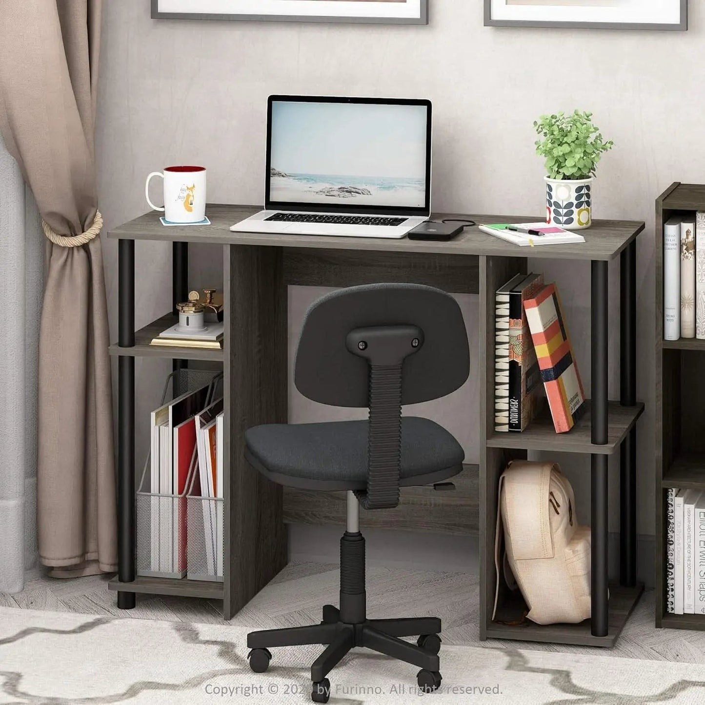 Jaya Computer Study Desk With Open Storage Grey Black from PriceLows™