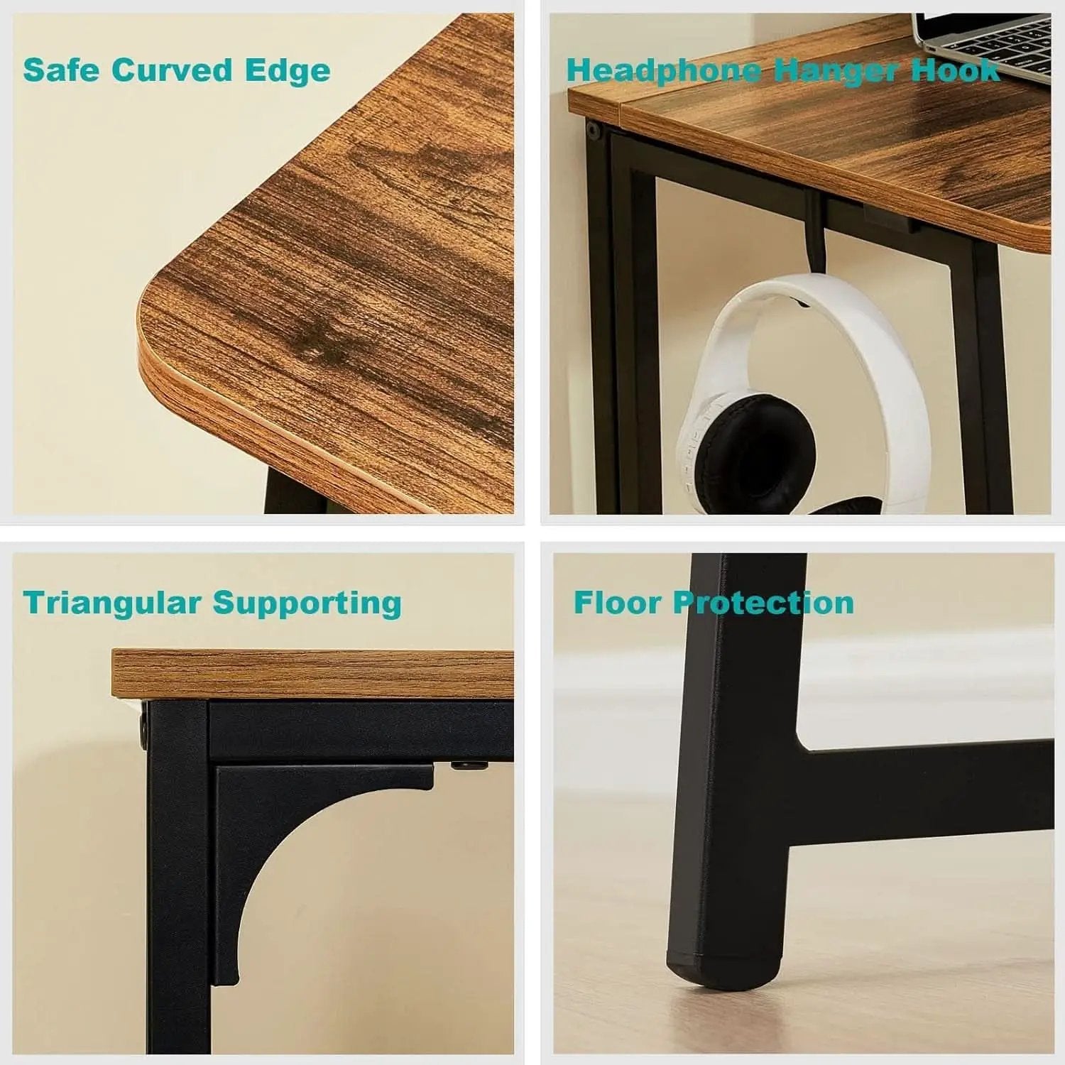 31.5 Inch Folding Computer Desk Space Saving Rustic Walnut from PriceLows™