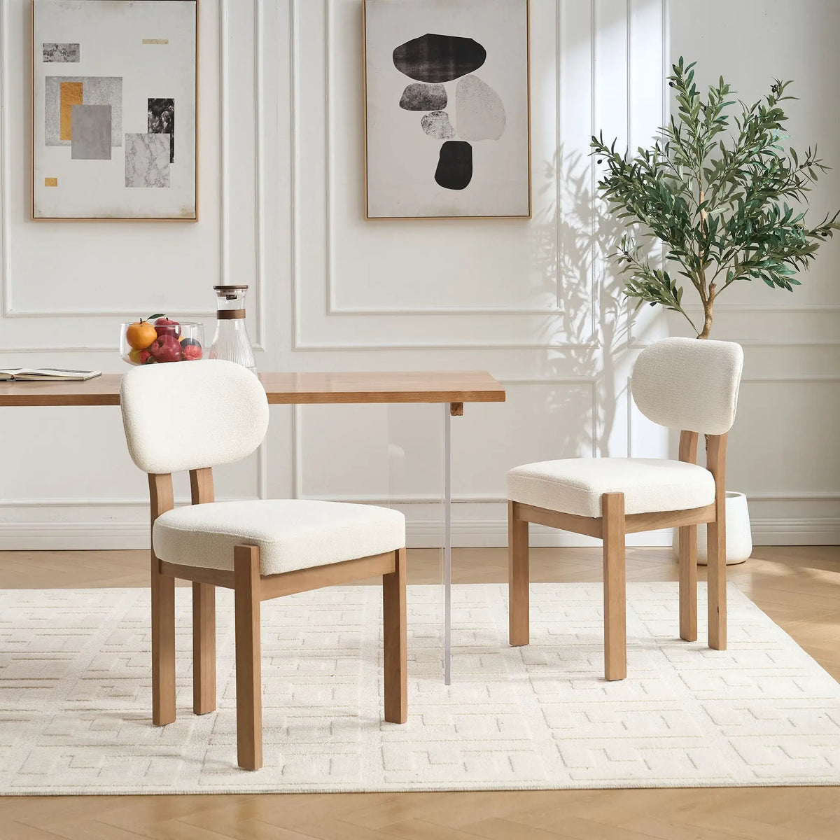 Ergonomic Dining Chairs | Set Of 2 | Wingback Design | Adjustable Feet