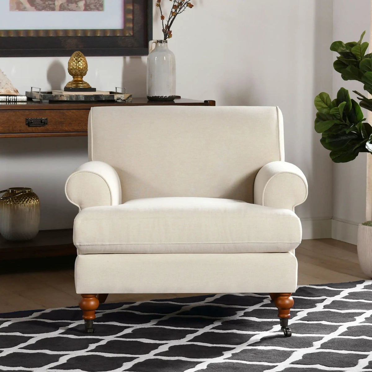 Alana Lawson Accent Arm Chair With Casters | 2 Pieces | Plywood | Living Room