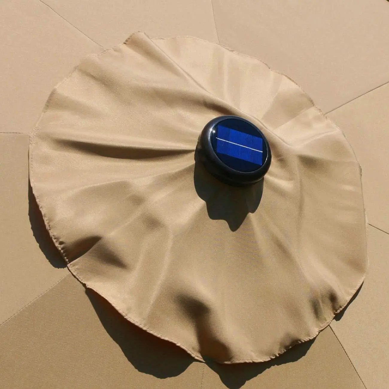 9 Ft Solar LED Lighted Patio Umbrella With Tilt And Crank Lift Light Tan from PriceLows™