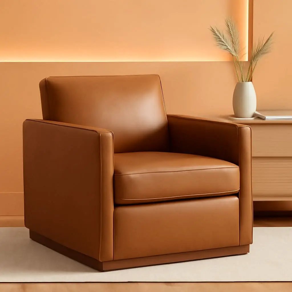 Genuine Leather Swivel Accent Chair Fully Assembled from PriceLows™