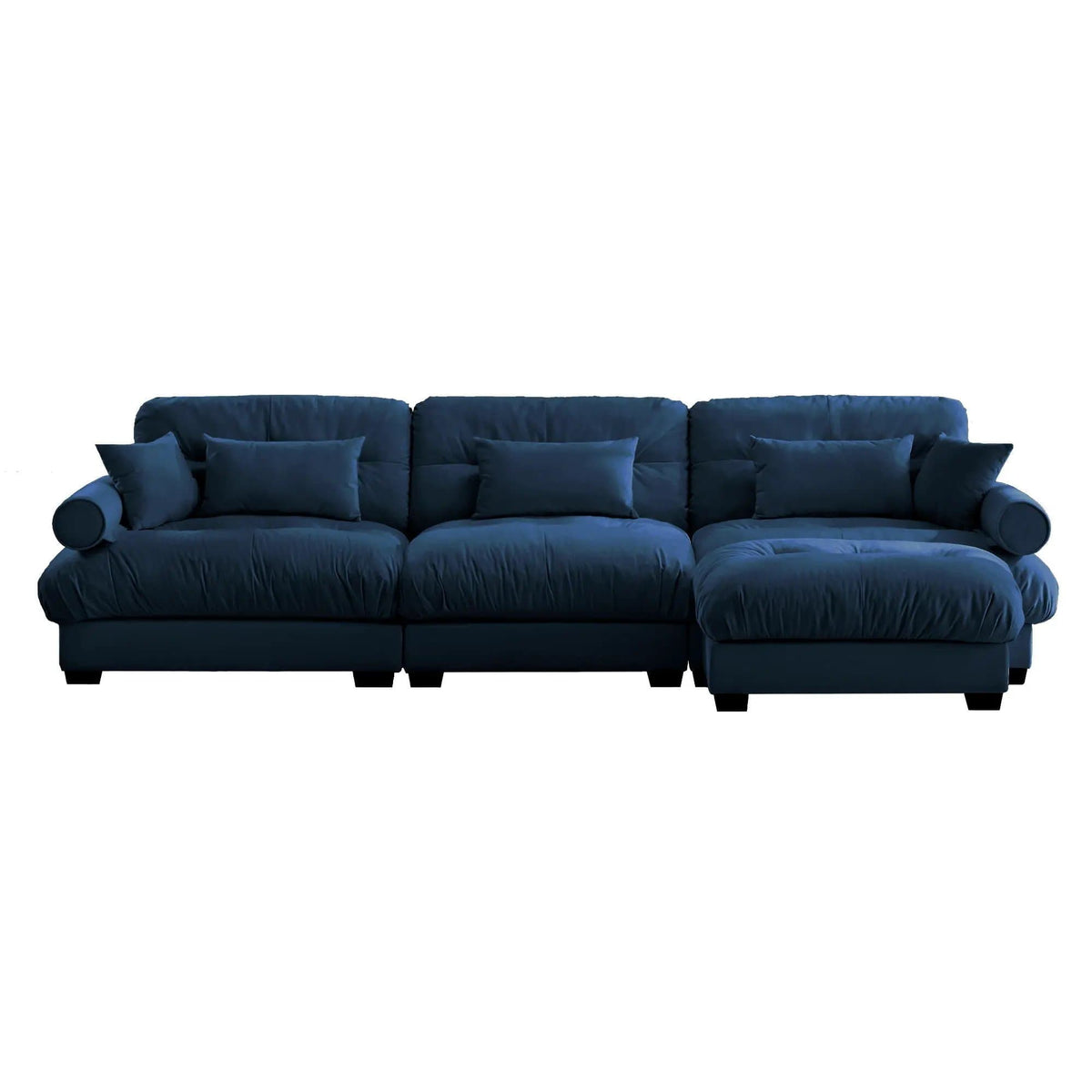 Modular Sectional Sofa | Deep Comfort Cushions | Vintage Fabric Ottoman