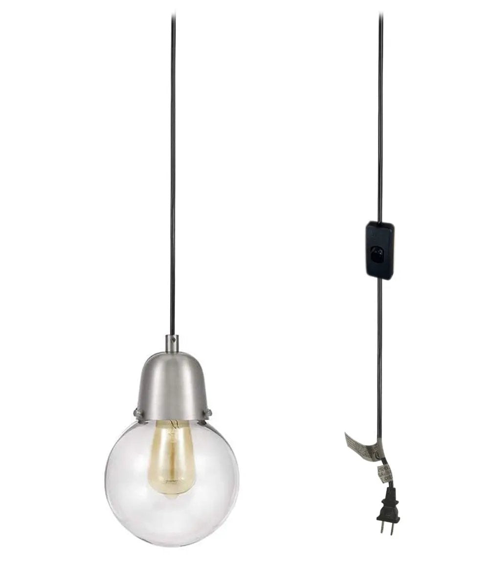 Plug-In Hanging Pendant | Brushed Nickel | 15ft Swag Cord
