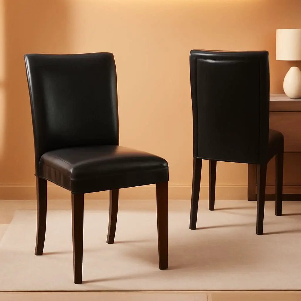 Parsons Dining Chair Black Faux Leather Modern Style from PriceLows™