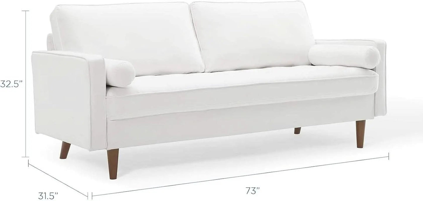 Valour Performance Velvet Sofa White Mid Century Modern from PriceLows™