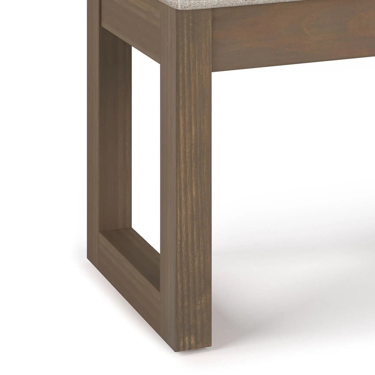 Milltown Upholstered Ottoman Bench | Driftwood Solid Wood Base | Versatile Design | 44.5 Inch Width
