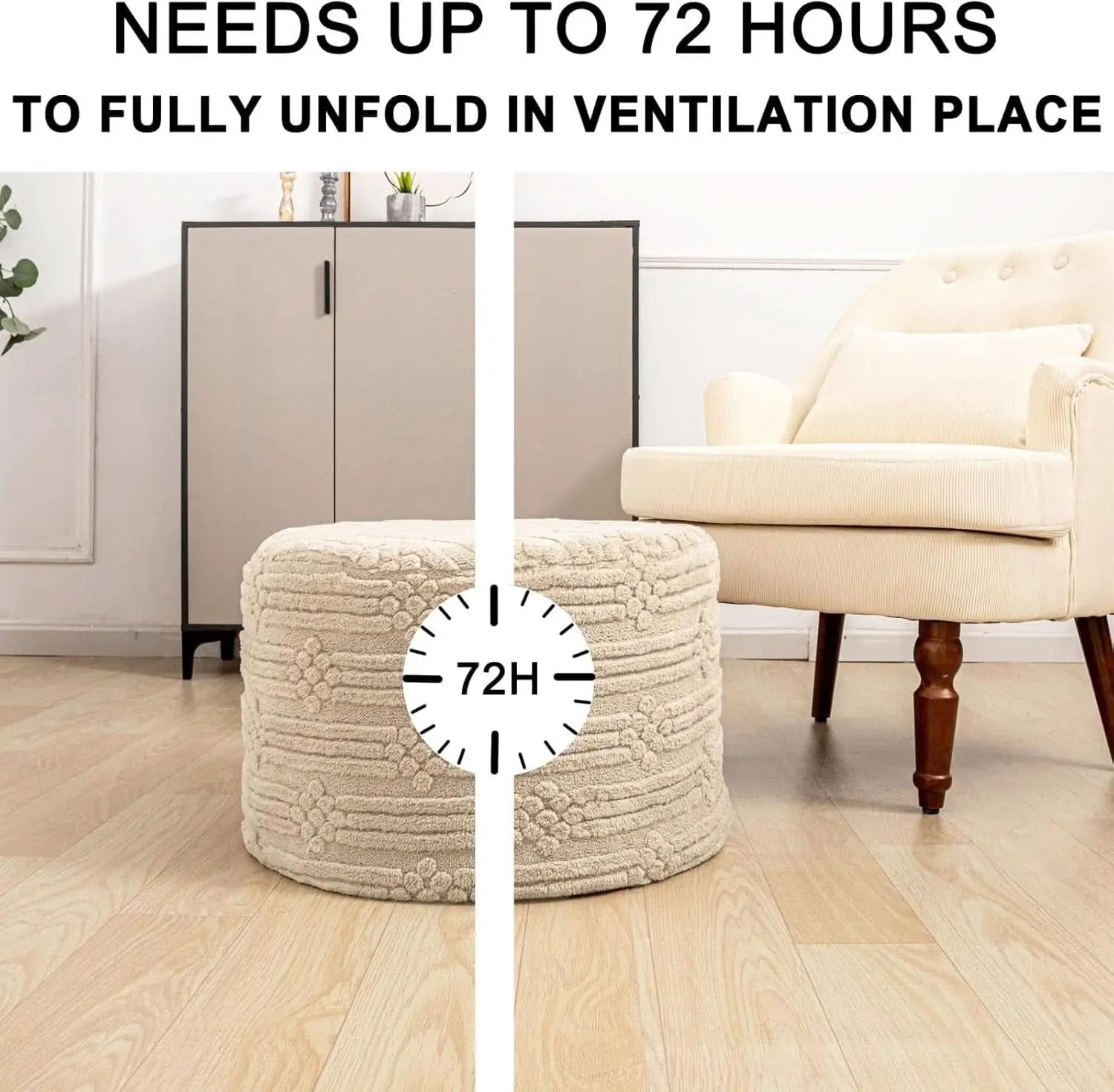 Ultra Plush Floor Pouf Ottoman Foot Rest Light Coffee from PriceLows™