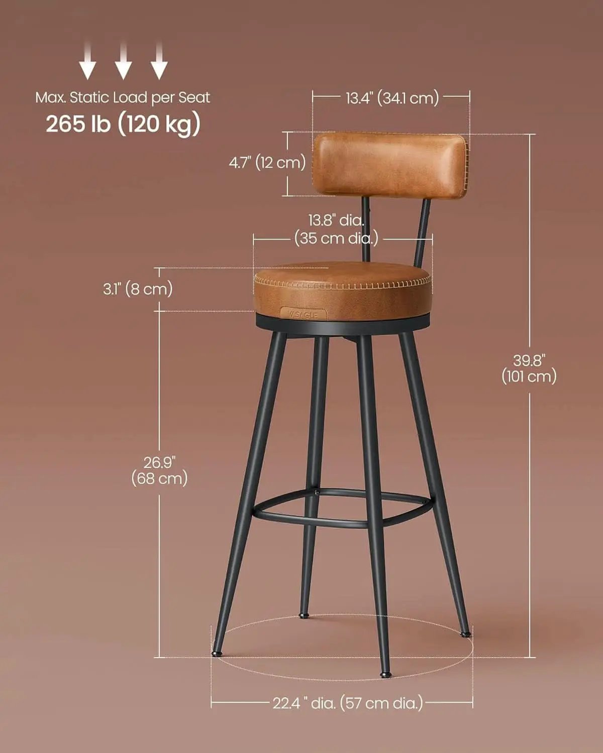 Swivel Bar Stools Set of Two for Kitchen from PriceLows™
