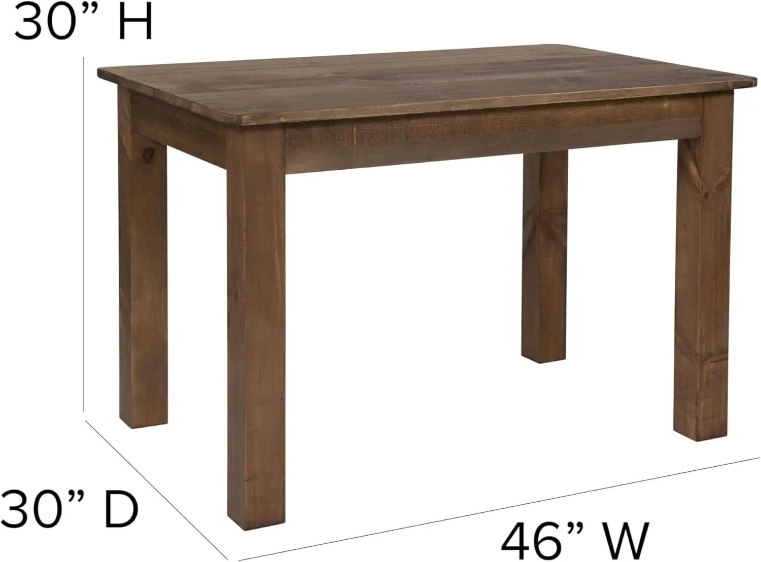 Rustic Brown Solid Wood Dining Table 46x30 Seats 4 from PriceLows™