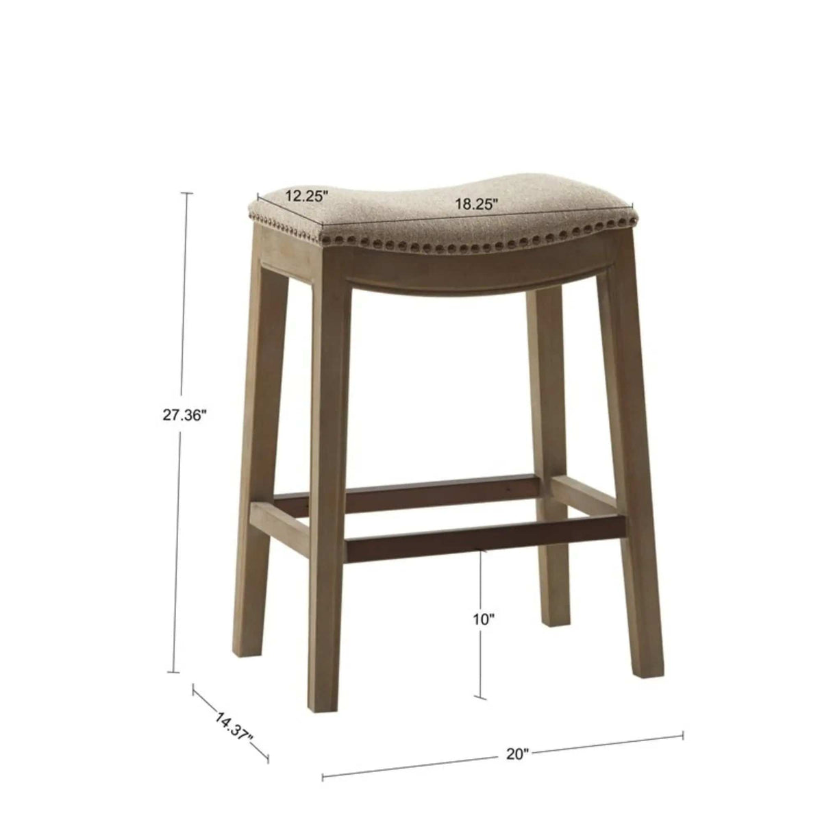 Saddle Counter Stool With High Density Foam Counter Height (24"-27") | 14.37 x 20 x 27.36 in | Metal & Plywood | Home