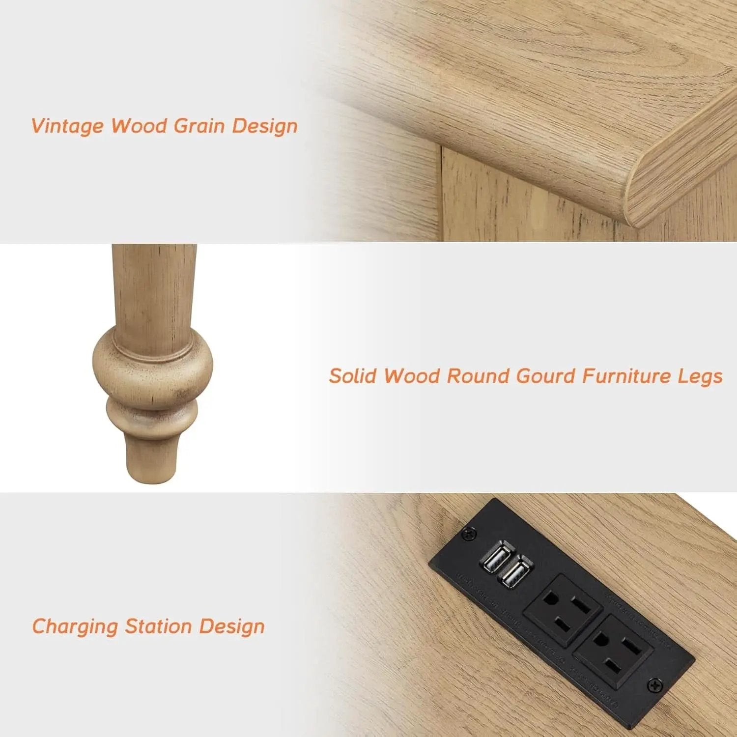 Farmhouse Executive Desk with Storage and Charging Station from PriceLows™