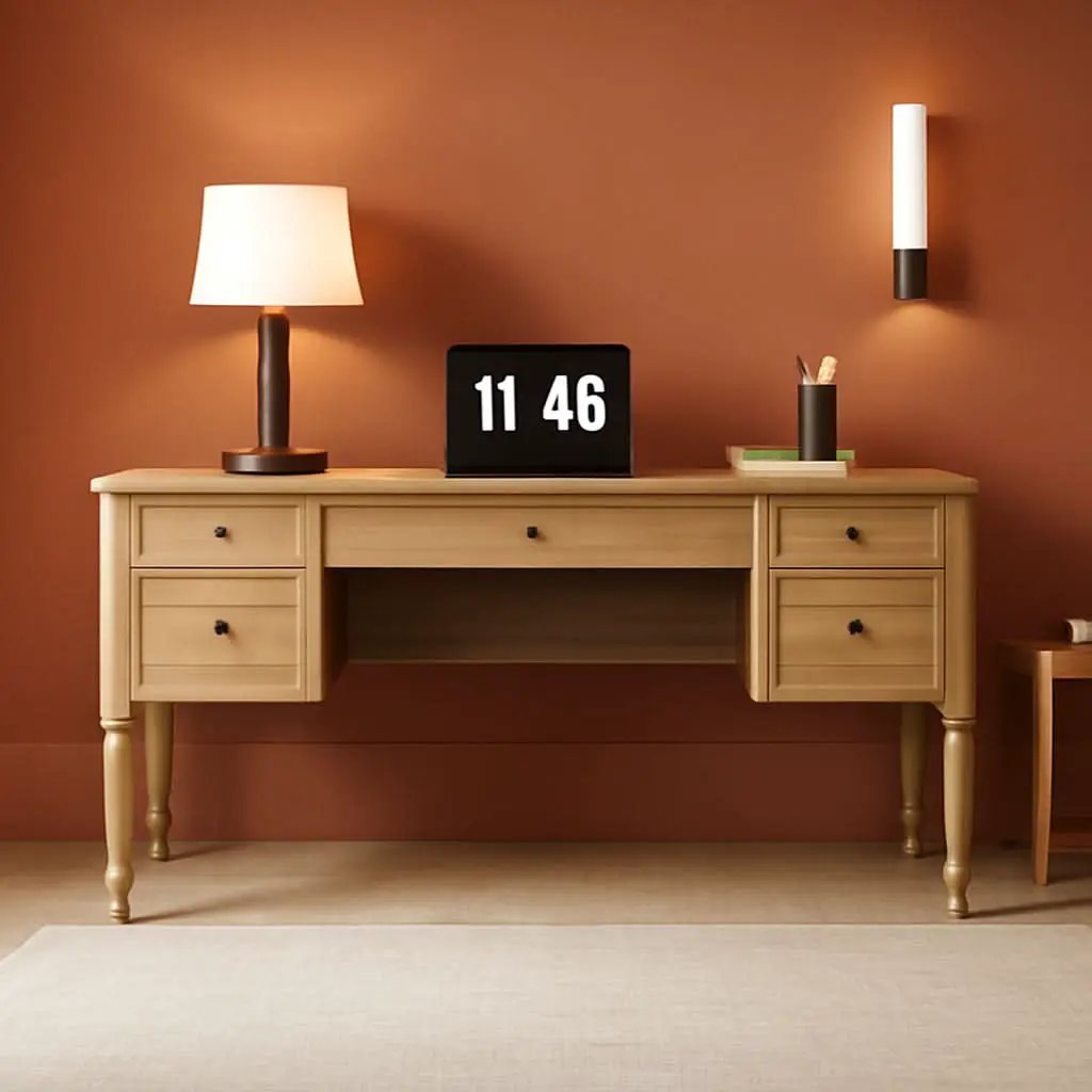 Farmhouse Executive Desk with Storage and Charging Station from PriceLows™