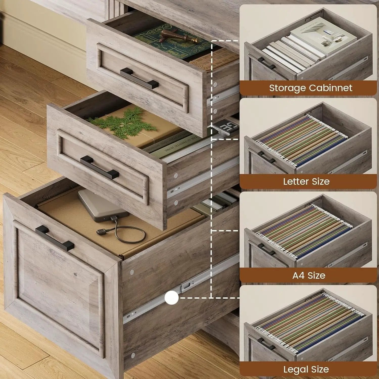Grey L Shaped Desk With Power Outlet For Home Office from PriceLows™
