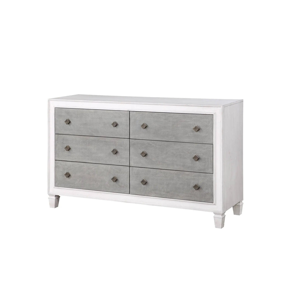 Katia Weathered Dresser | White | Full-Extension Metal Glides | Transitional Design