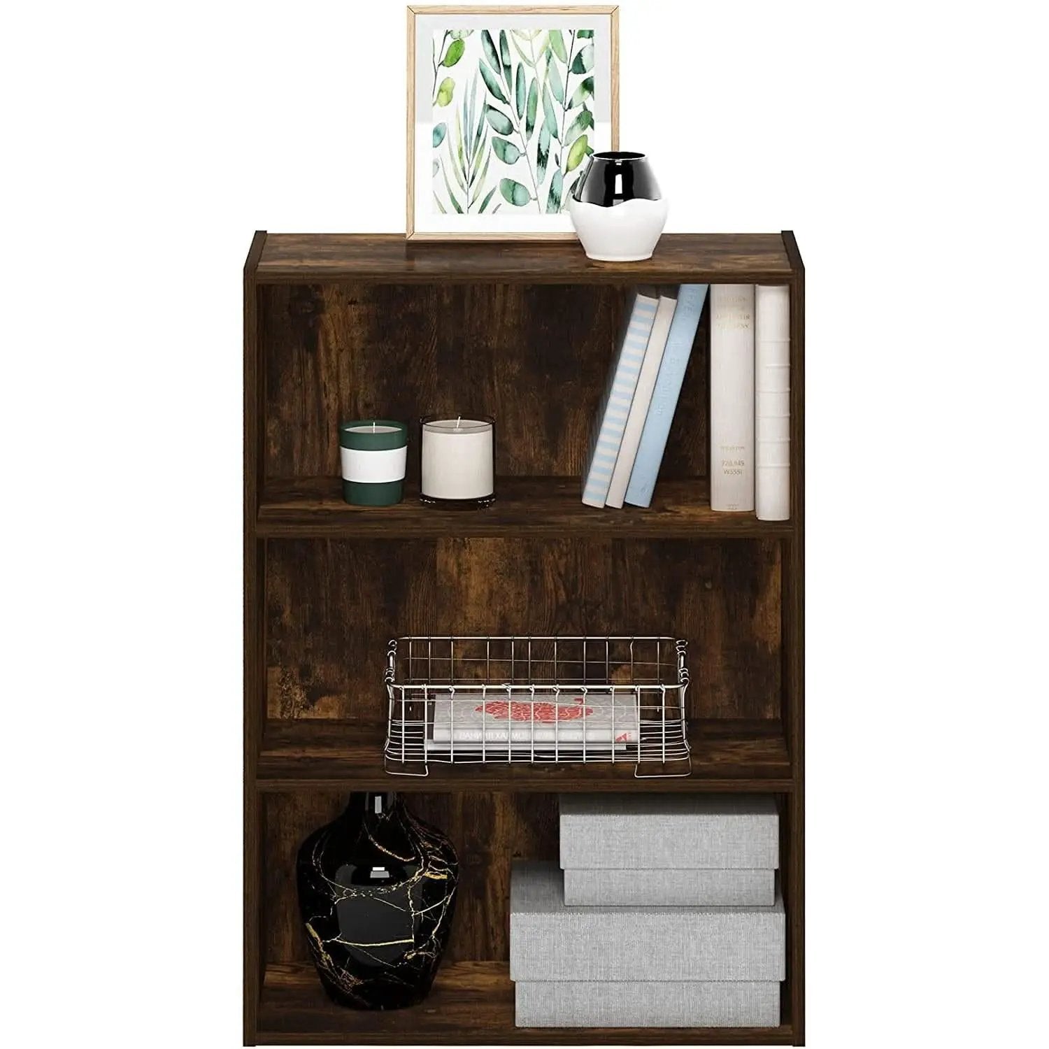 Pasir 3 Tier Open Shelf Bookcase Amber Pine Finish from PriceLows™