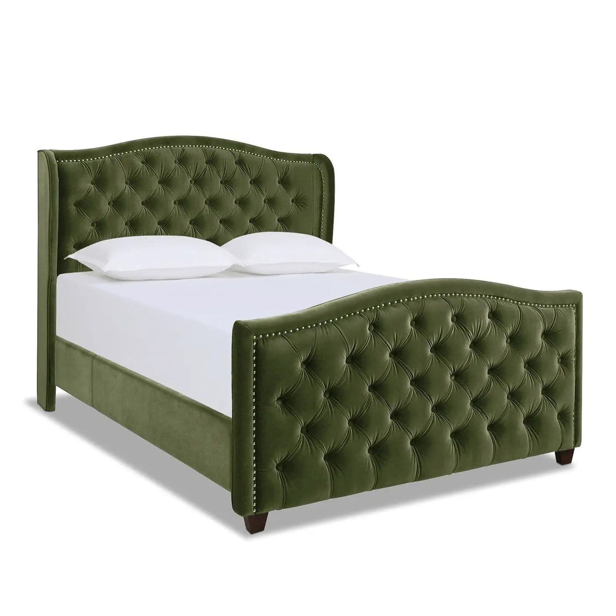 Marcella Upholstered Shelter Headboard Bed | 5 Pieces | Fabric & Iron | Bedroom