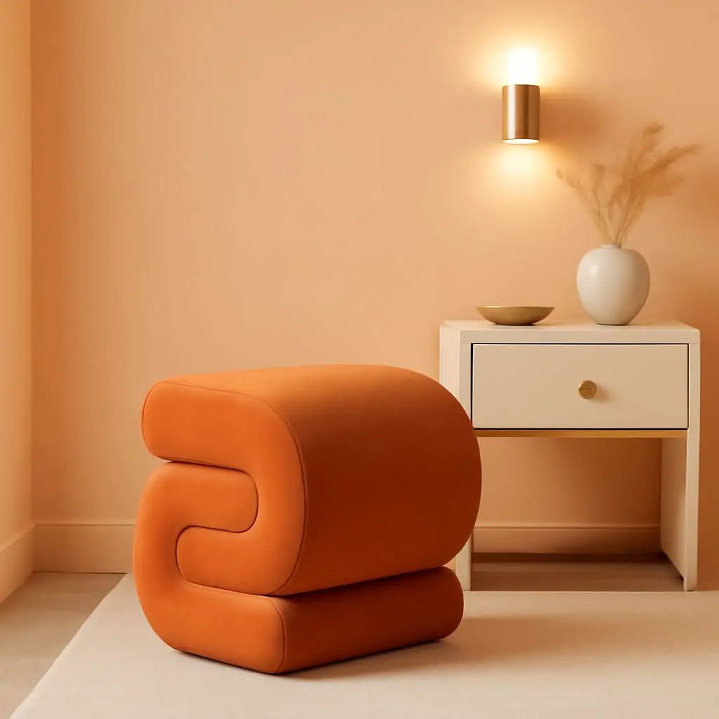 Orange Contemporary Premium S Shape Ottoman Footstool from PriceLows™