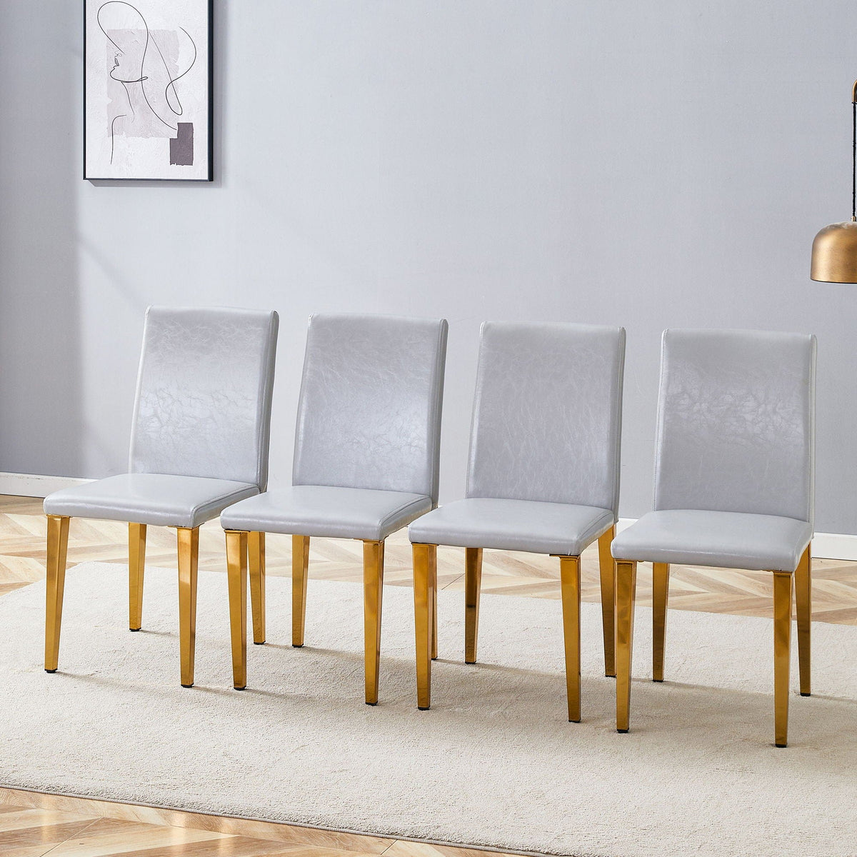 Modern Dining Chairs With Metal Legs Chair Set | 3 Pieces | Metal | Dining Room