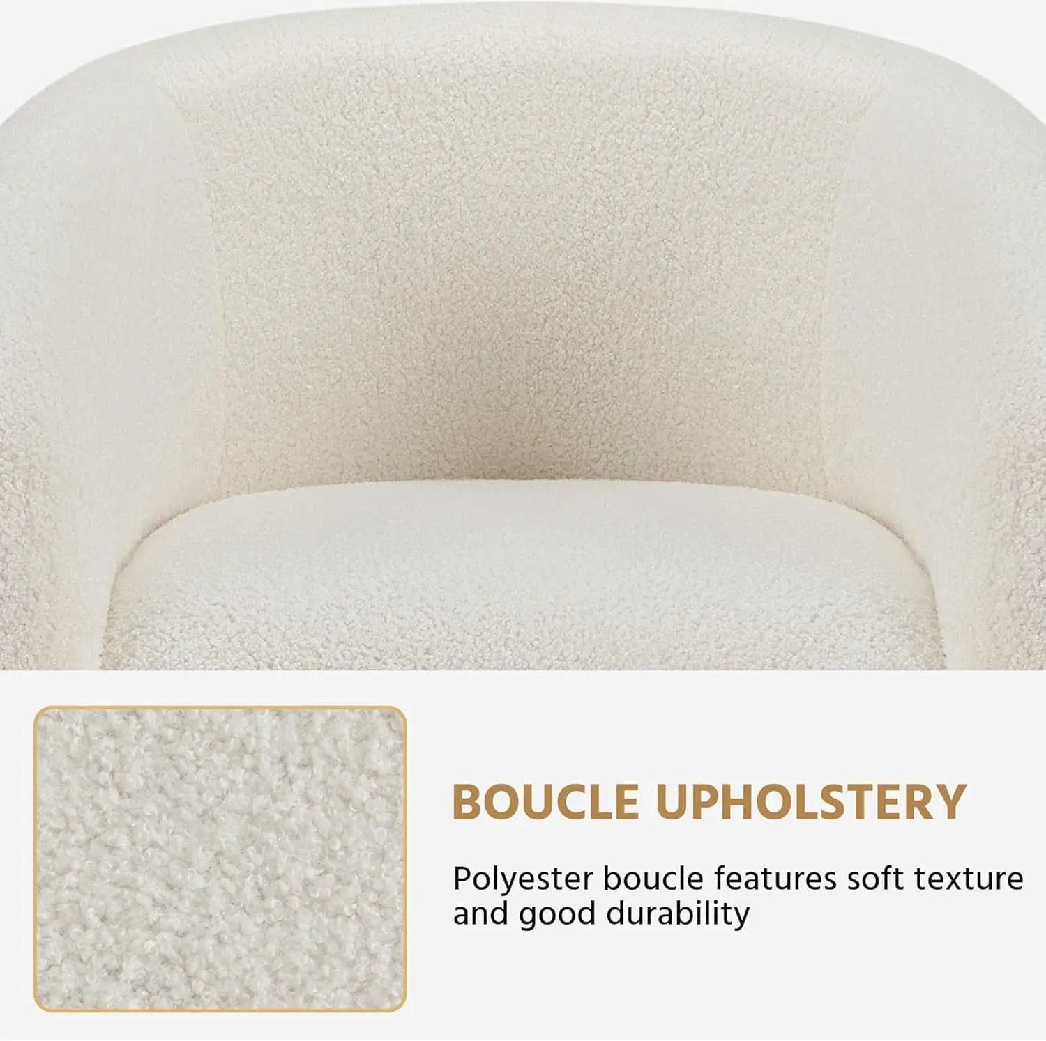 Ivory Barrel Chairs Boucle Living Room Duo Two Piece Set from PriceLows™