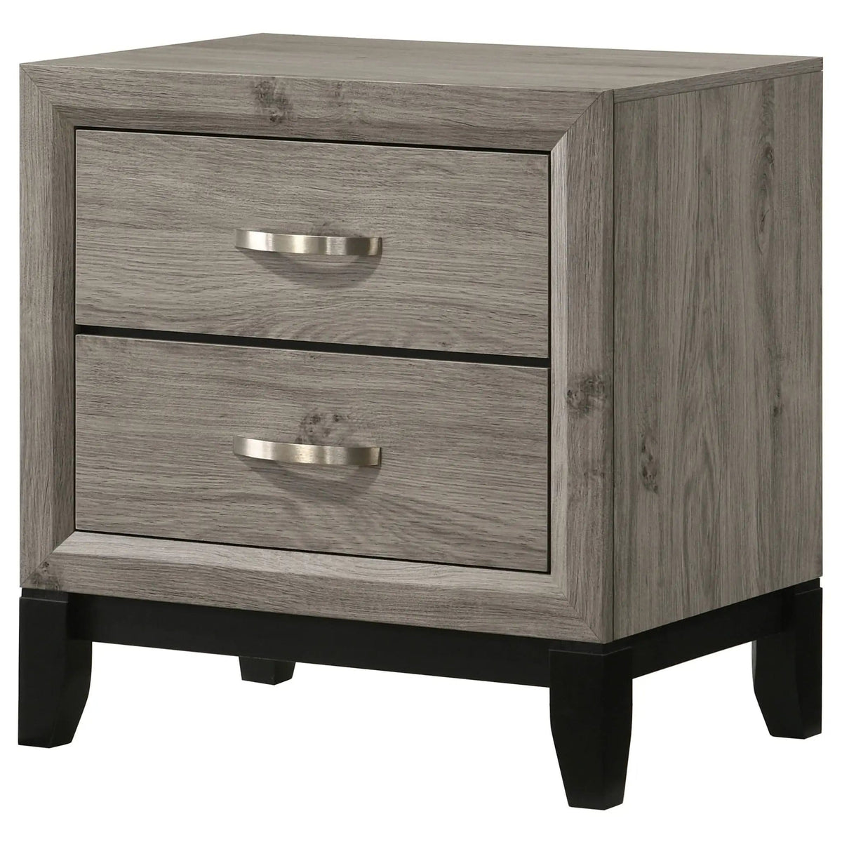 Valen 2-drawer Nightstand Bedside Table Light | 23.5 x 16.25 x 24.75 in | Rubberwood & Engineered Wood | Taupe