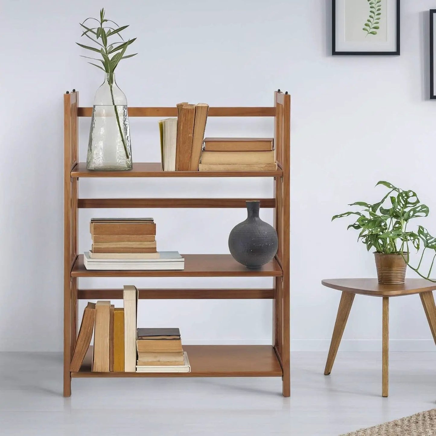 3 Shelf Stackable 27.5 Inch Wide Chestnut Fold Bookcase from PriceLows™