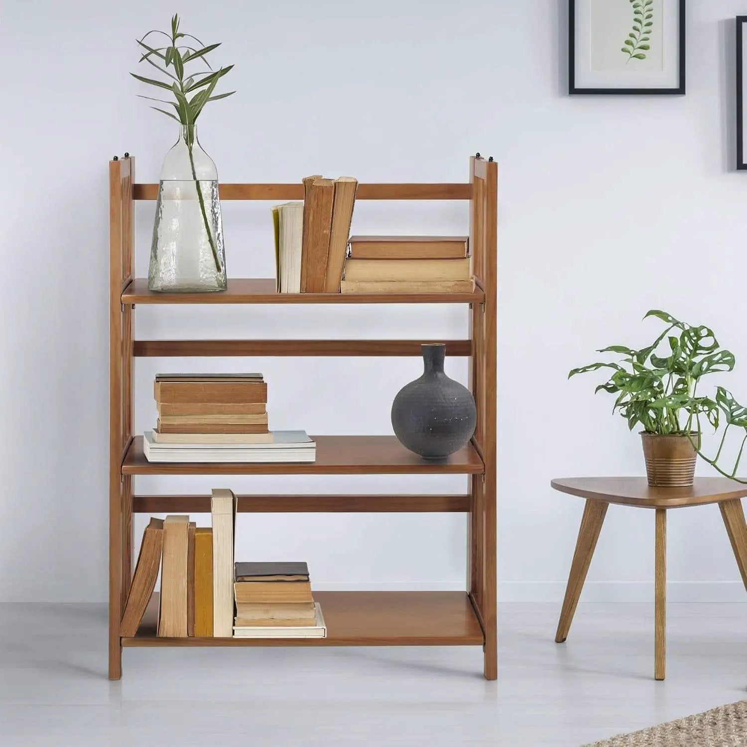 3 Shelf Stackable 27.5 Inch Wide Chestnut Fold Bookcase from PriceLows™
