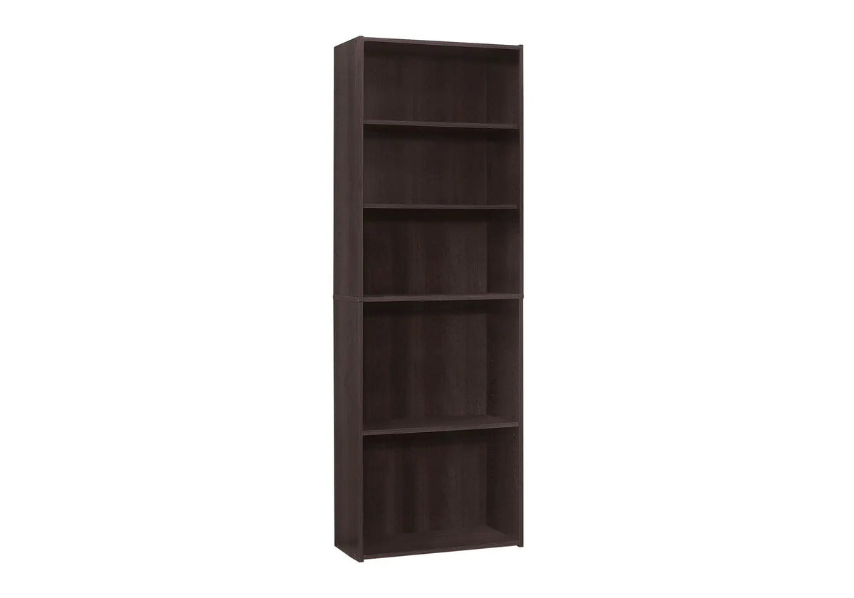 6 Tier Bookshelf | Transitional Style | 3 Adjustable Shelves | 71.25 Inch Height