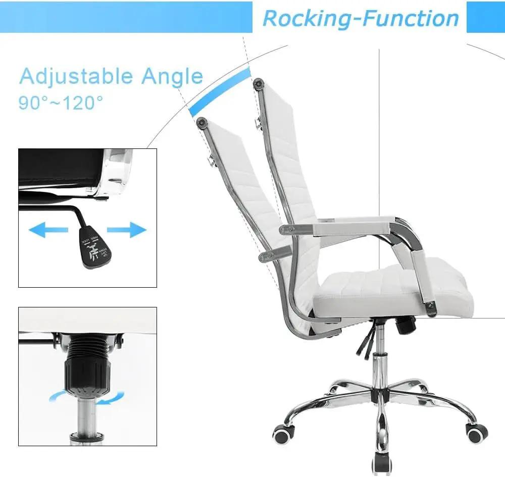 White PU Leather Office Chair With Adjustable Armrests from PriceLows™