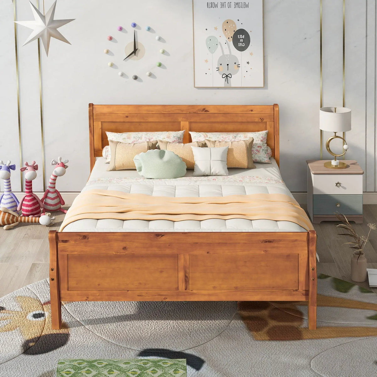 Wood Platform Bed Frame | Headboard Footboard | Wood Slat Support